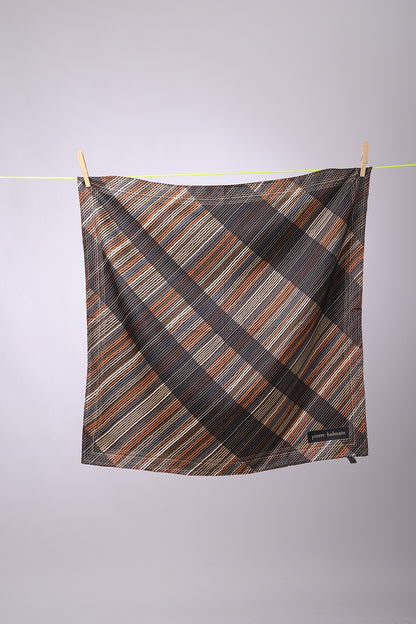 PIERRE BALMAIN - SCARF Grey, greige, beige & orange stripes
