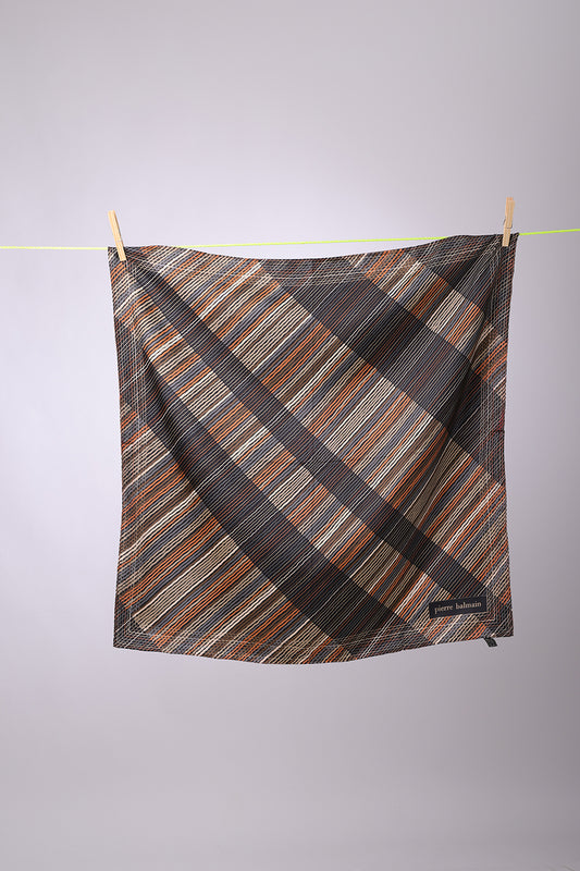 PIERRE BALMAIN - SCARF Brown, orange, grey , black, greige springs