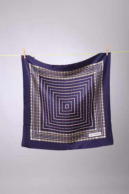 PIERRE BALMAIN - SCARF Navy, gold light blue big square