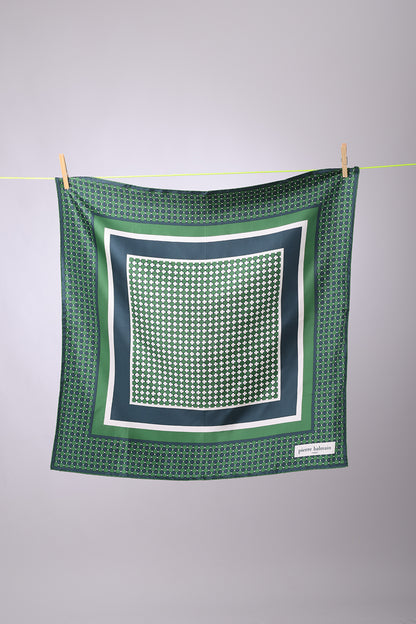 PIERRE BALMAIN - SCARF Green & forest green with white squares
