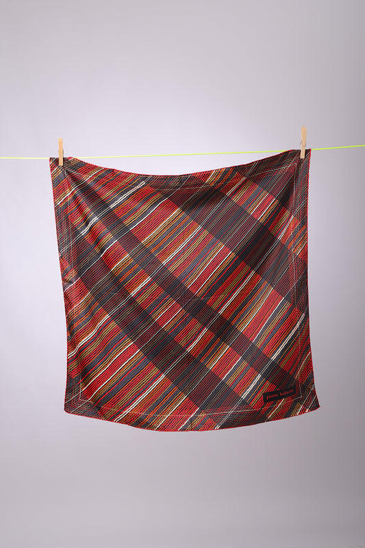 PIERRE BALMAIN - SCARF red, orange, grey & gold springs