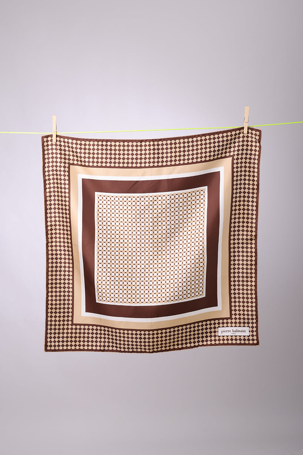 PIERRE BALMAIN - SCARF Beige, brown & white squares