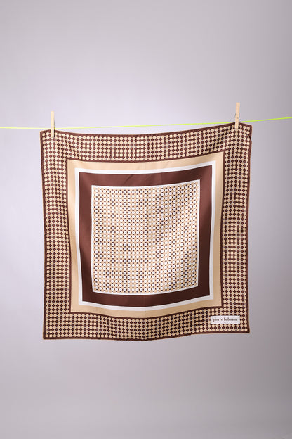 PIERRE BALMAIN - SCARF Beige, brown & white squares