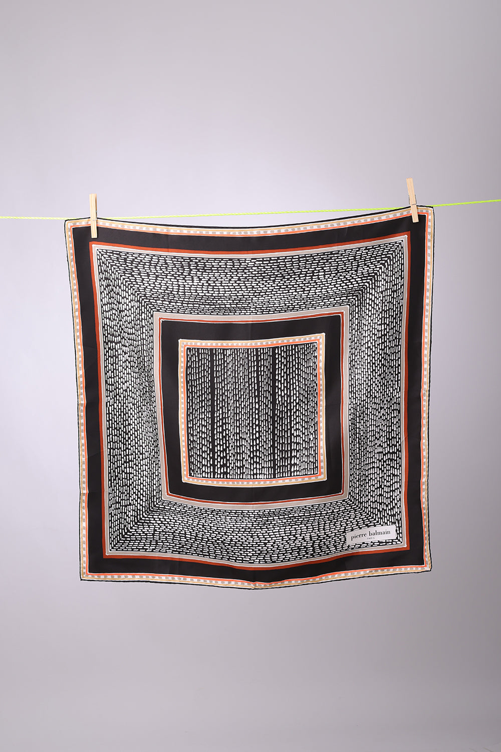 PIERRE BALMAIN - SCARF Black, brown, coral, beige with white shapes