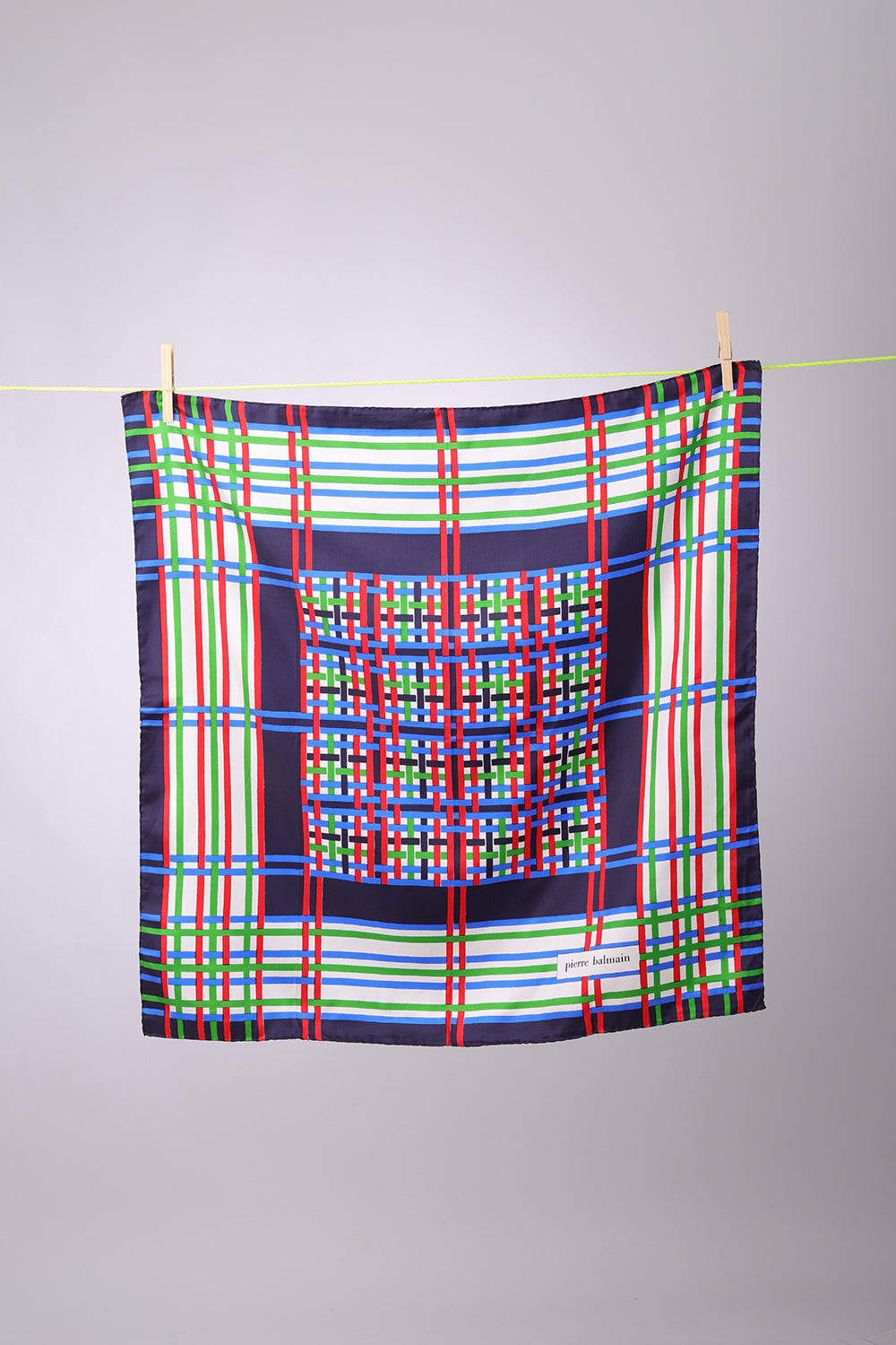 PIERRE BALMAIN - SCARF Navy, blue, green & red with white stripes