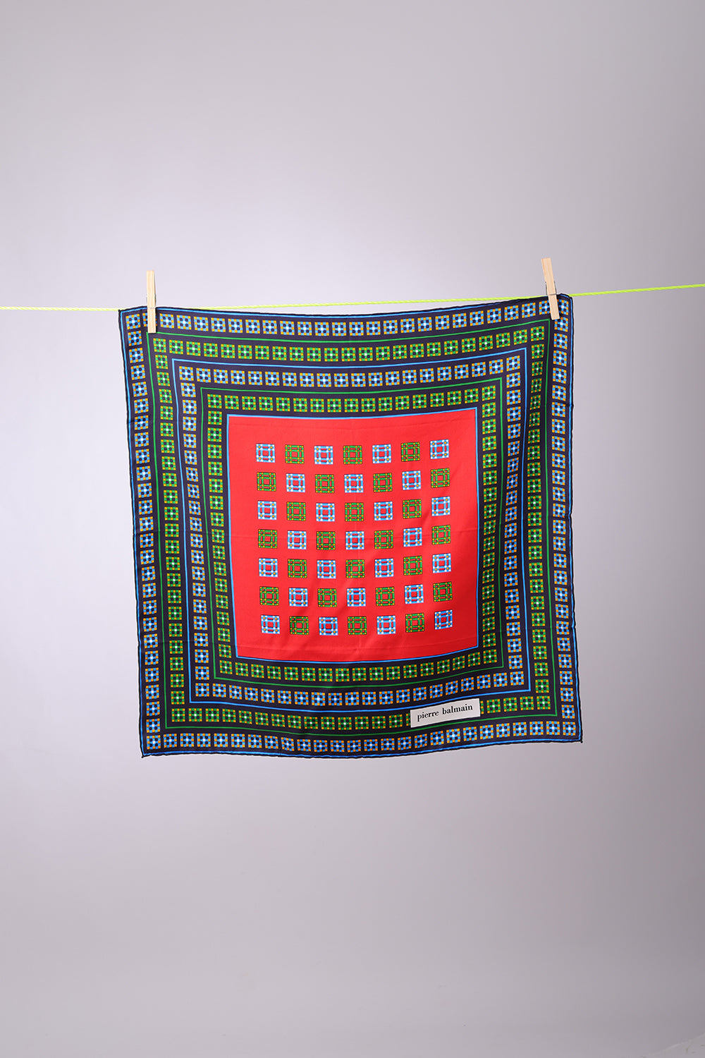PIERRE BALMAIN - SCARF Big red square with mini colored squares