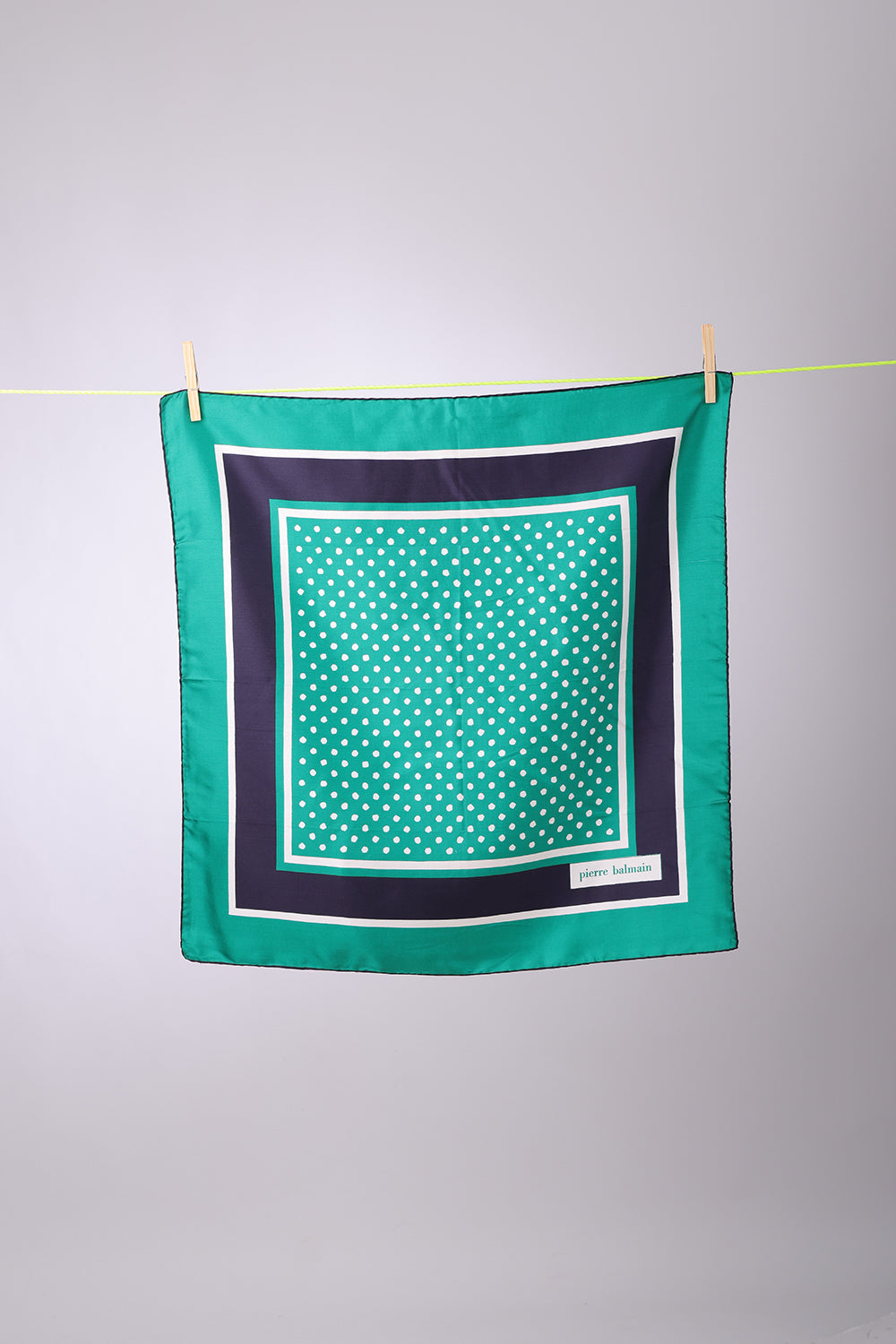PIERRE BALMAIN - SCARF Green & navy blue dotted