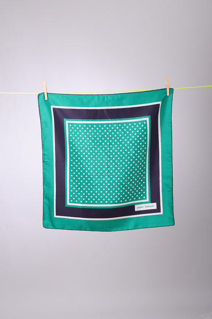 PIERRE BALMAIN - SCARF Green & navy blue dotted