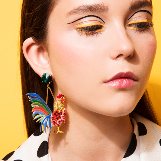 Rooster Long Earrings