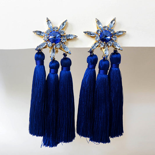 STAR Tassel Earrings Blue