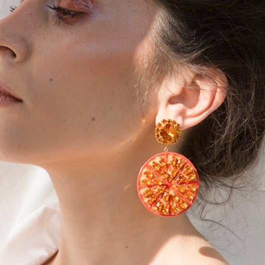 Half Orange Long Earrings