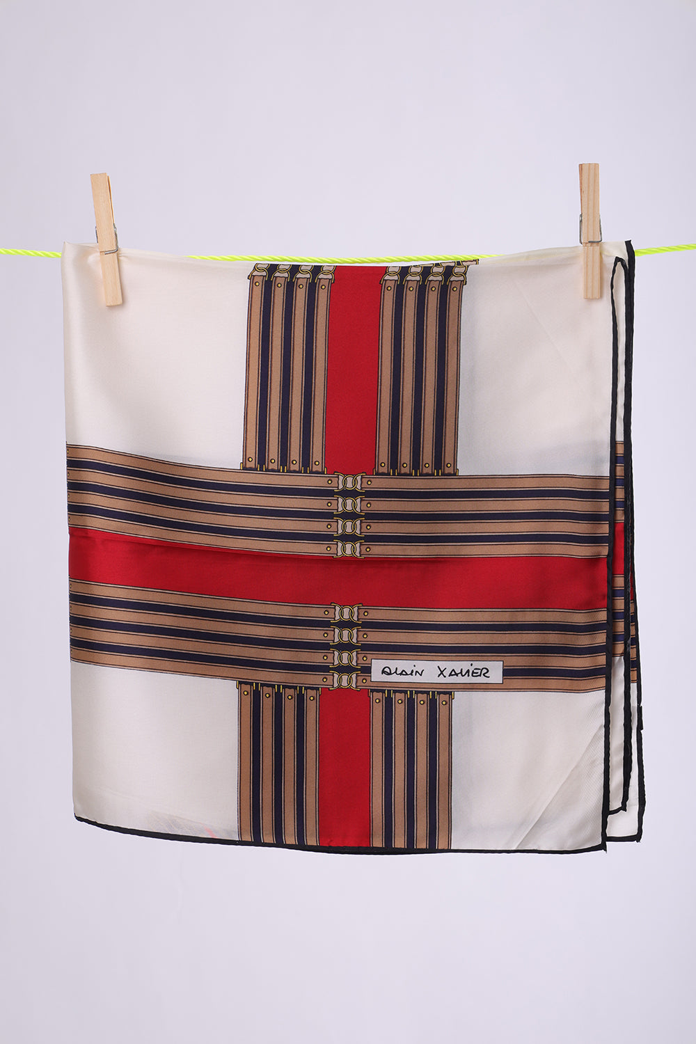 ALAIN XAVIER White base with belts prints