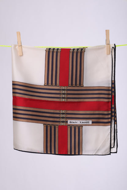 ALAIN XAVIER White base with belts prints