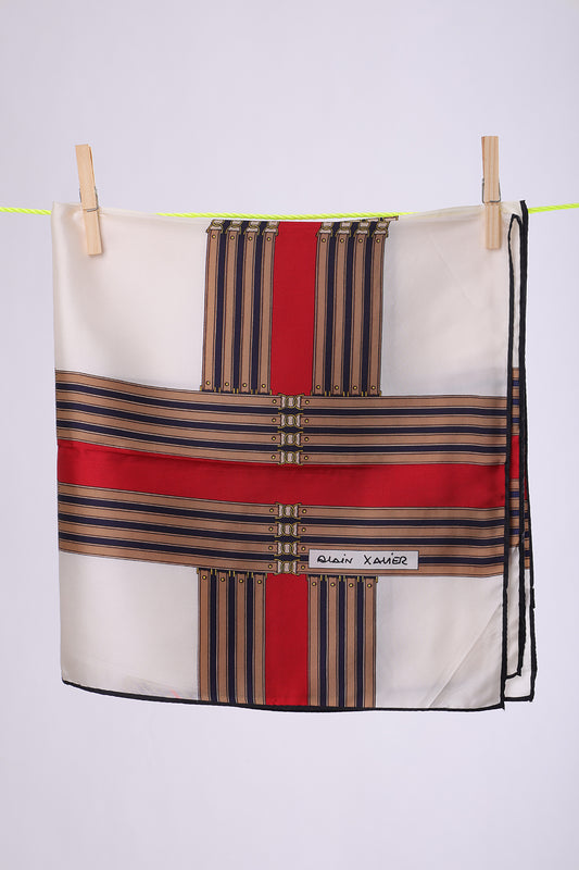 ALAIN XAVIER White base with belts prints