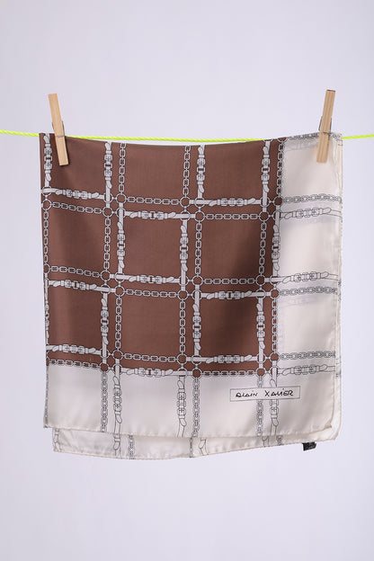 ALAIN XAVIER Greige & white with chain print