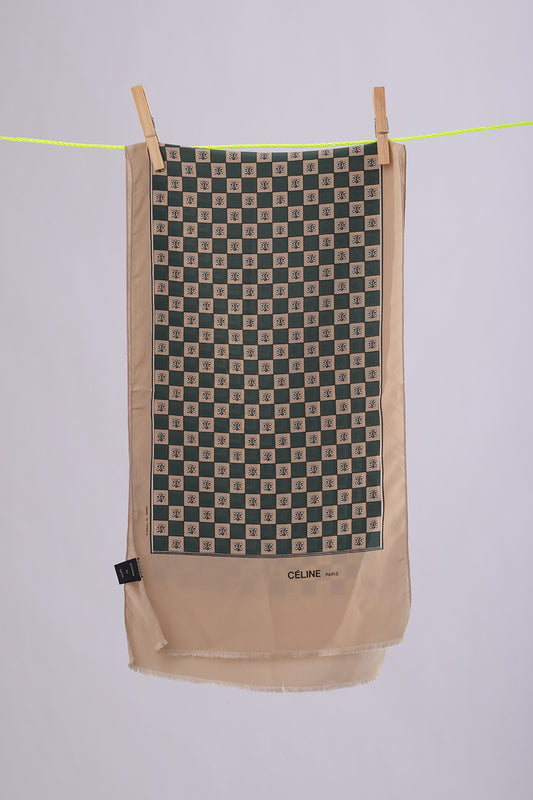 CELINE Beige base with forest green squares