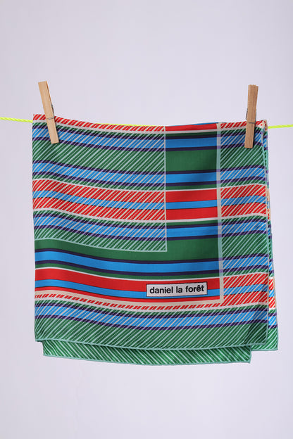 DANIEL LA FORET Truqoise, green & red stripes with white squares