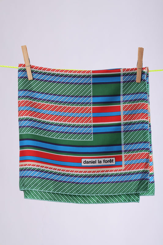 DANIEL LA FORET Truqoise, green & red stripes with white squares