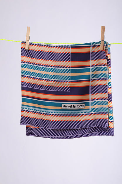 DANIEL LA FORET Coral, lilac & teal stripes with white squares