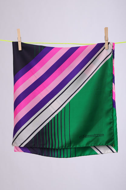 D'ESTE Green, black, pruple & pink strips