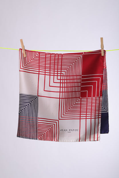 JEAN PATOU  Navy, Red & White squares