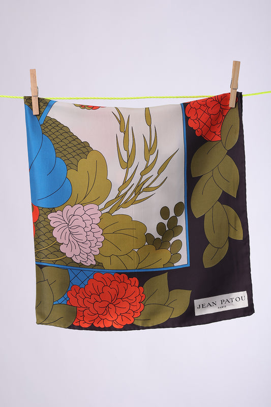 JEAN PATOU  Black frame floral orange & turquoise