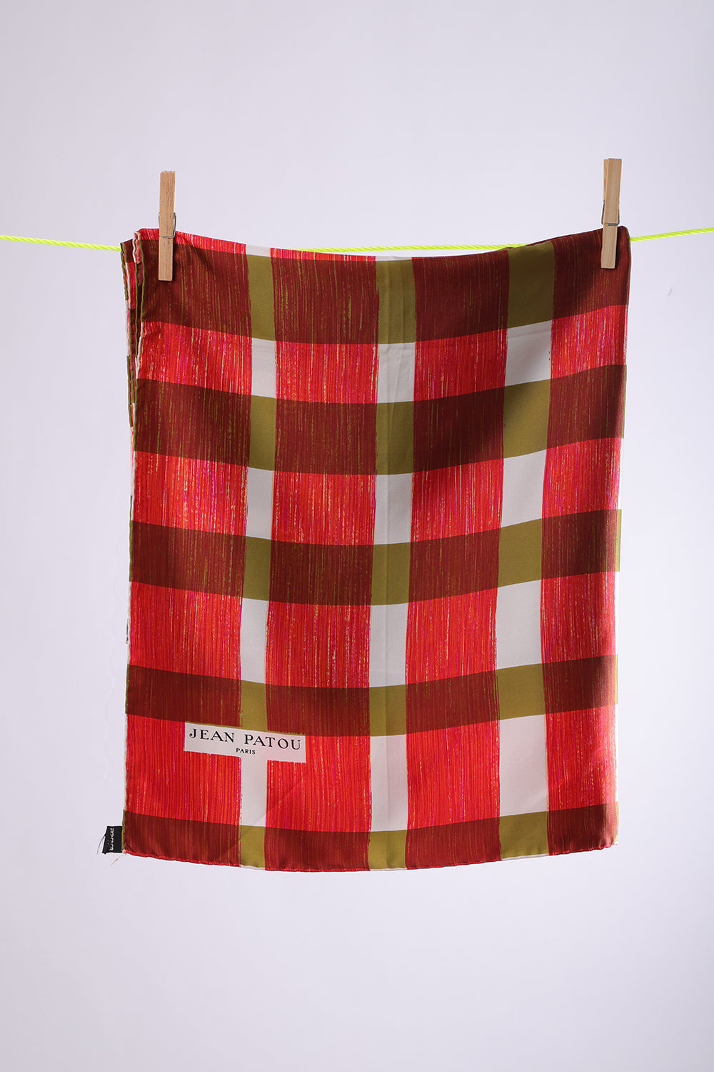 JEAN PATOU Olive green stripes with red paint stripes