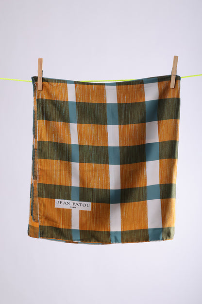 JEAN PATOU Turquoise stripes with tan paint stripes