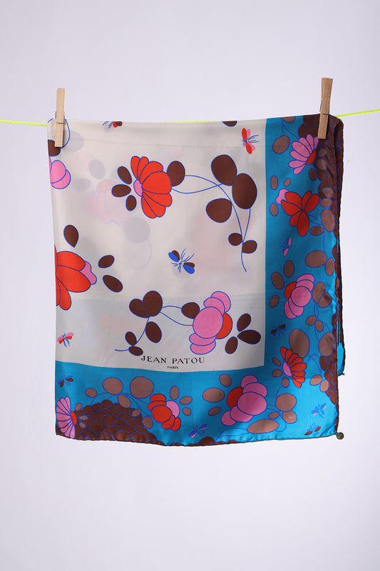 JEAN PATOU Turquoise frame with florals pink & brown