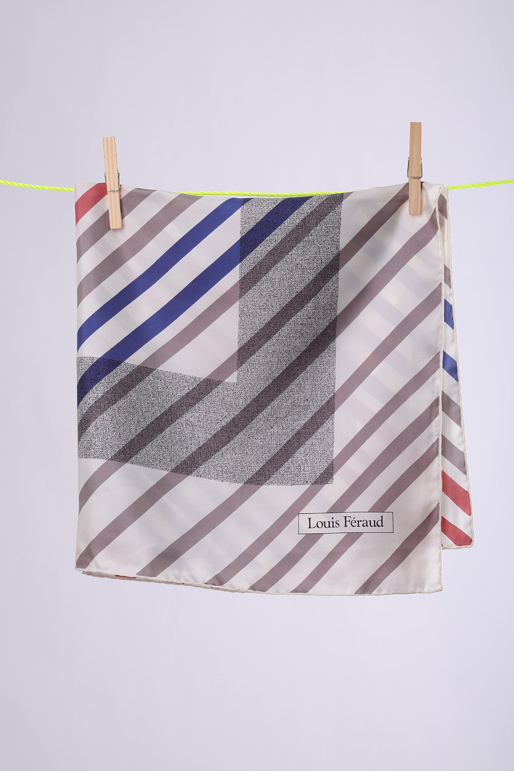 LOUIS FERAUD Cream base with Navy, grey & plum stripes