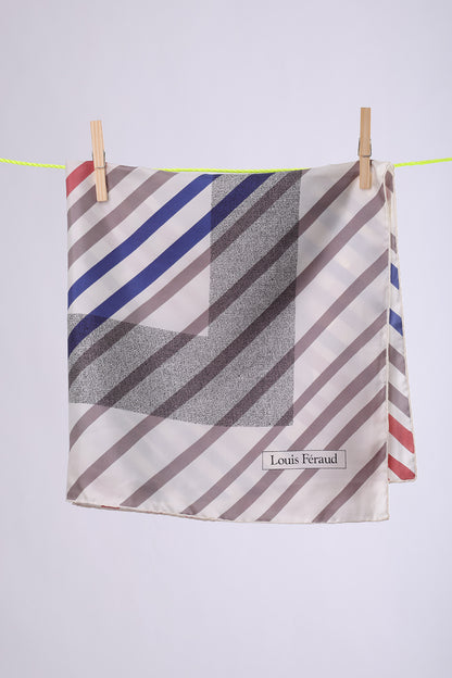 LOUIS FERAUD Cream base with Navy, grey & plum stripes