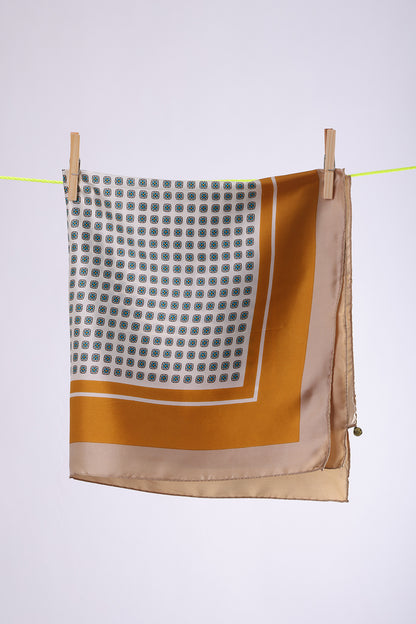 NO BRAND Gold & Tan small turquoise squares