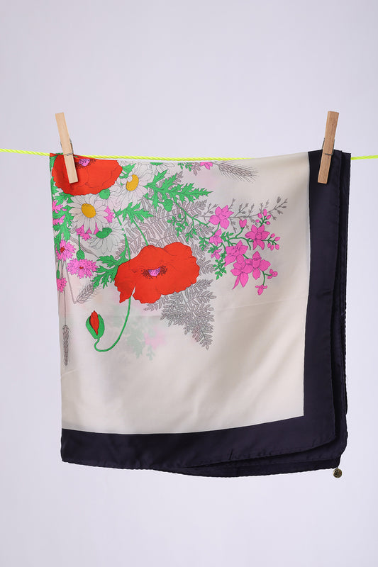 NO BRAND navy frame floral white background