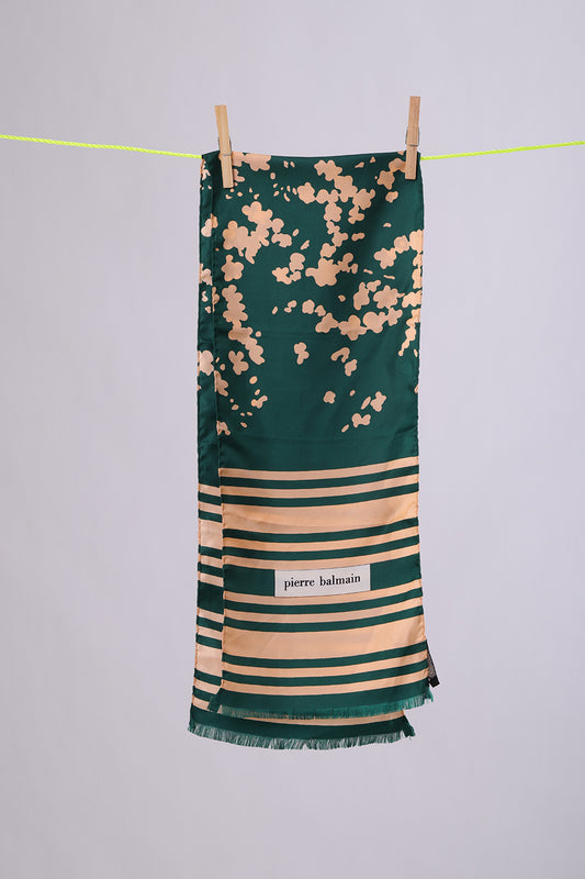 PIERRE BALMAIN Forest green & coral