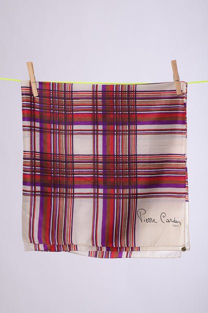 PIERRE CARDIN White with purple, red & brown stripes