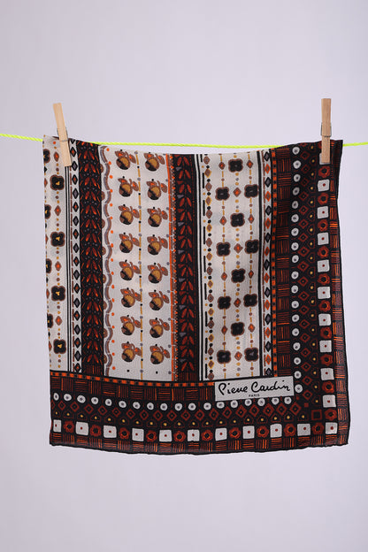 PIERRE CARDIN White with ethnic brown & orange print