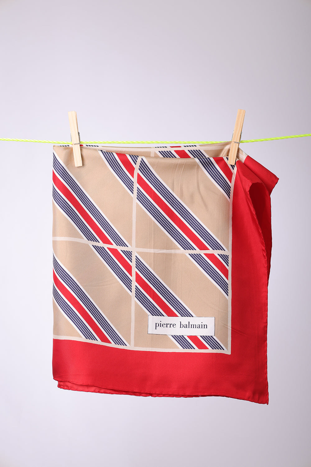 PIERRE BALMAIN - SCARF Red, Beige, navy & white  stripes