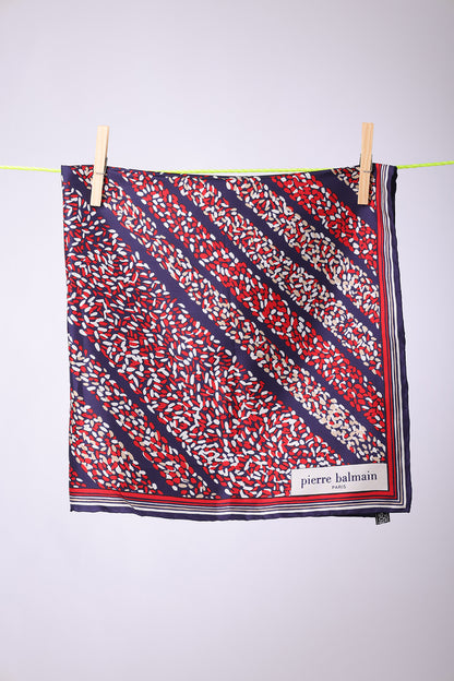 PIERRE BALMAIN - SCARF Navy, red & white confetti