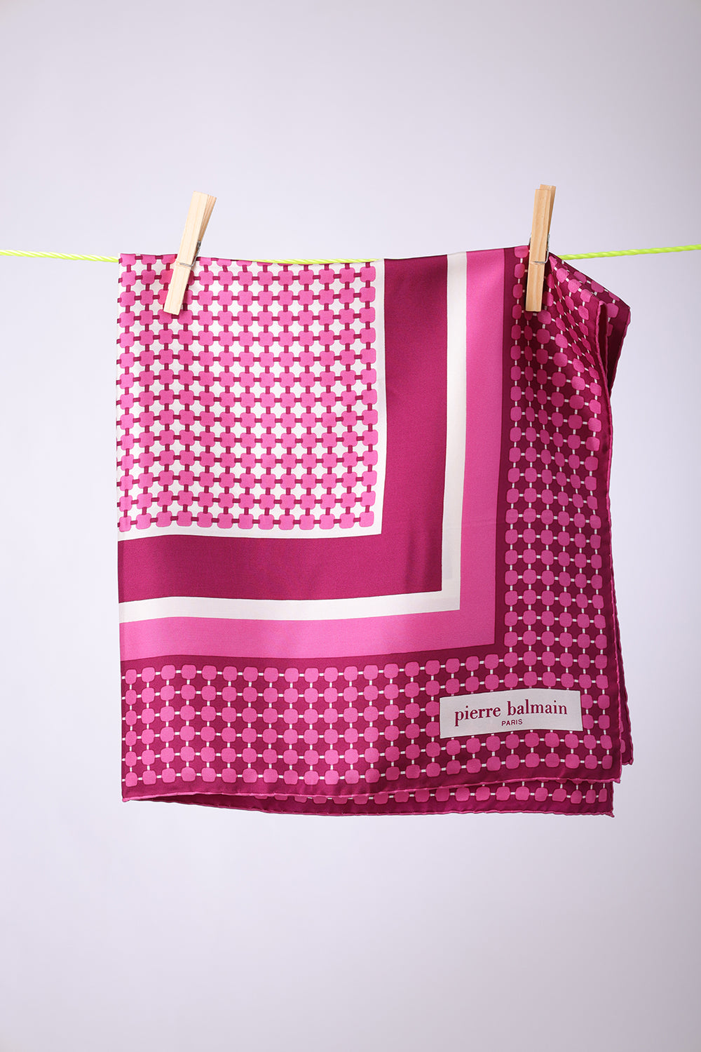 PIERRE BALMAIN - SCARF Fuschia, plum & white squares