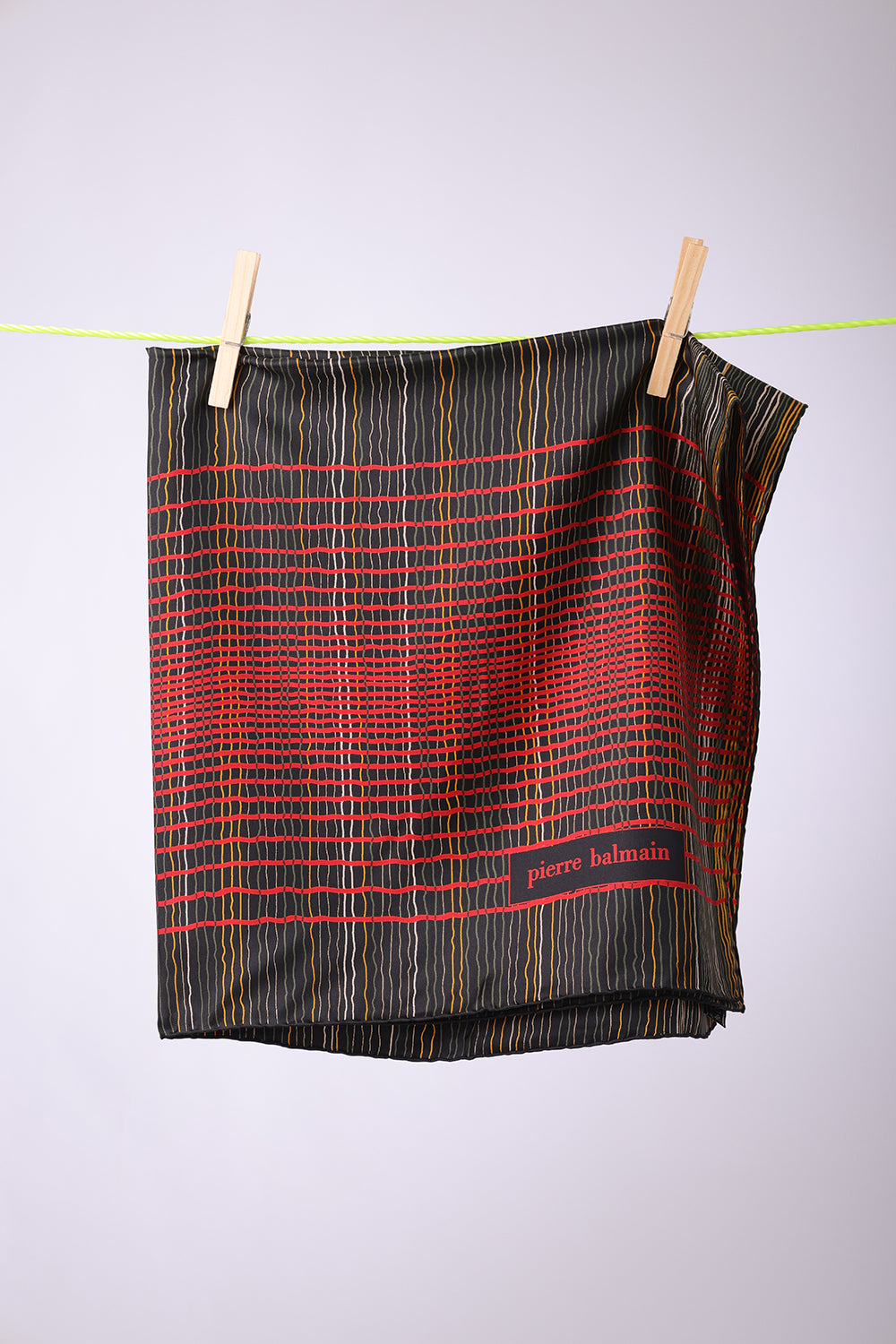 PIERRE BALMAIN - SCARF Black base with red,olive & yellow springs
