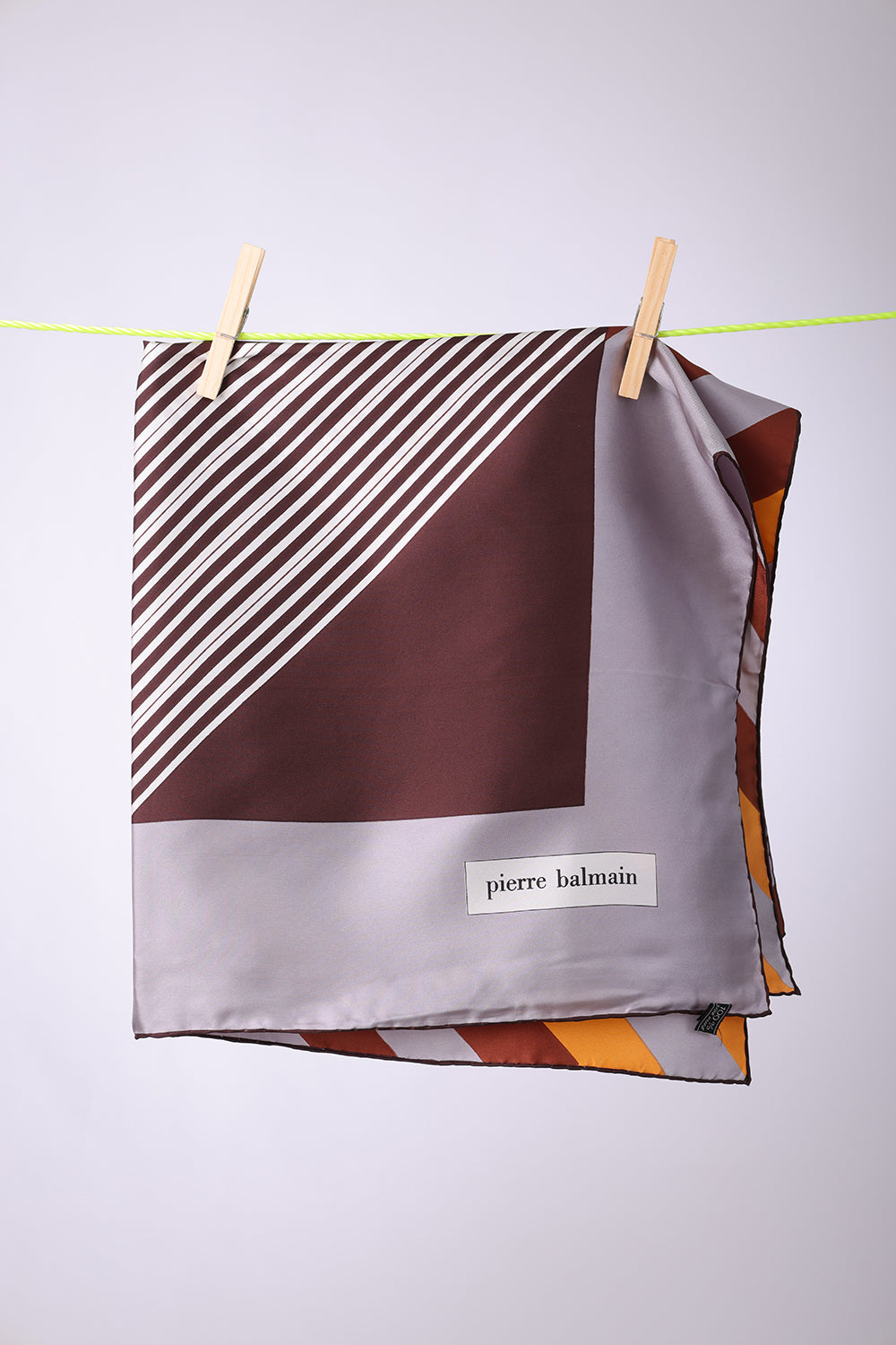 PIERRE BALMAIN - SCARF Silver, brown, orange & white stripes