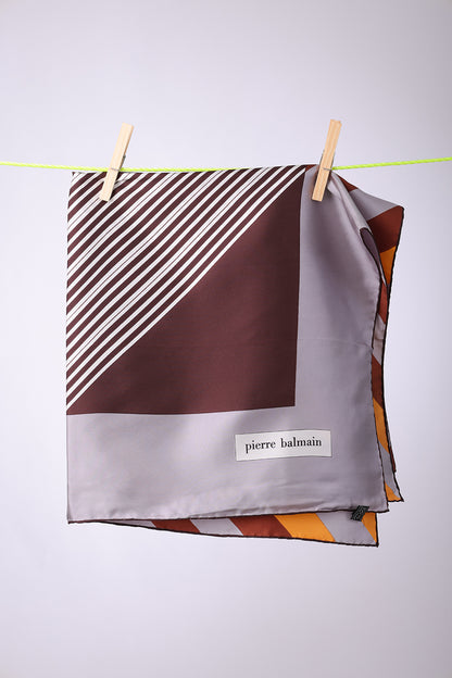 PIERRE BALMAIN - SCARF Silver, brown, orange & white stripes