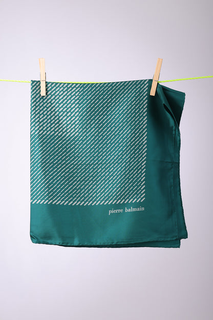 PIERRE BALMAIN - SCARF Forest green with grey shapes