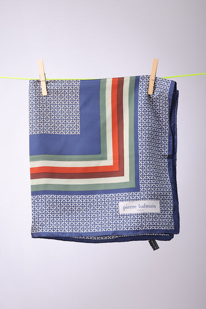 PIERRE BALMAIN - SCARF Navy, olive, brick, brown squares