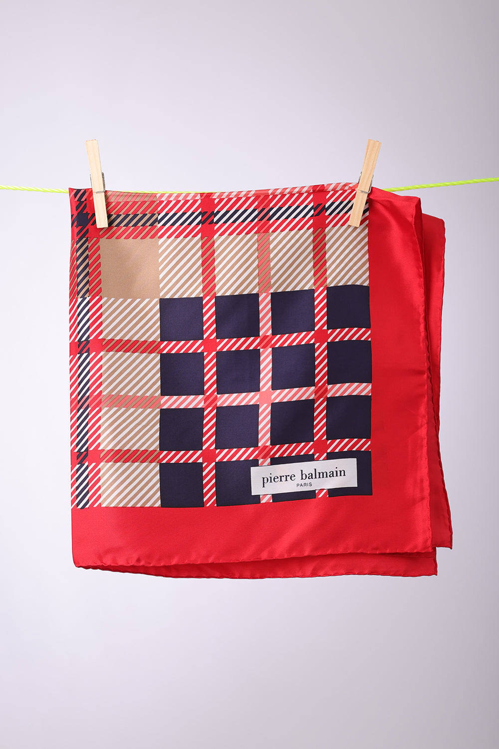 PIERRE BALMAIN - SCARF Red,navy, beige & white stripes