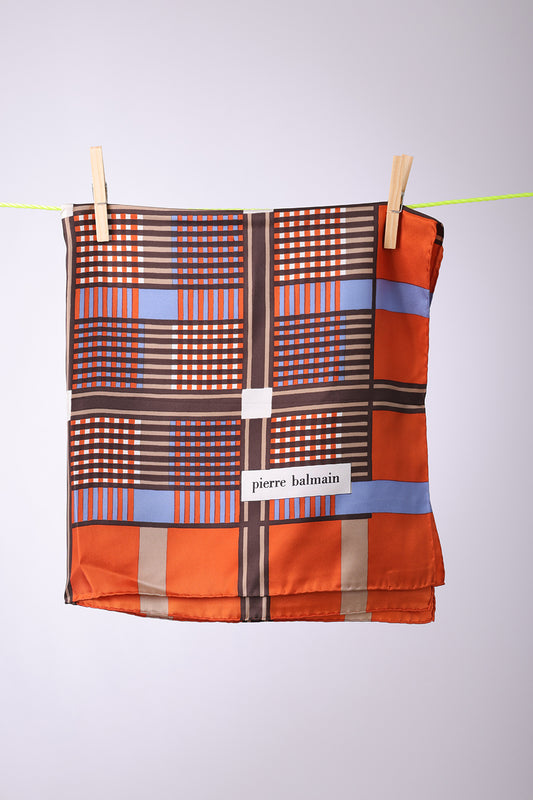 PIERRE BALMAIN - SCARF Orange, blue, beige & white
