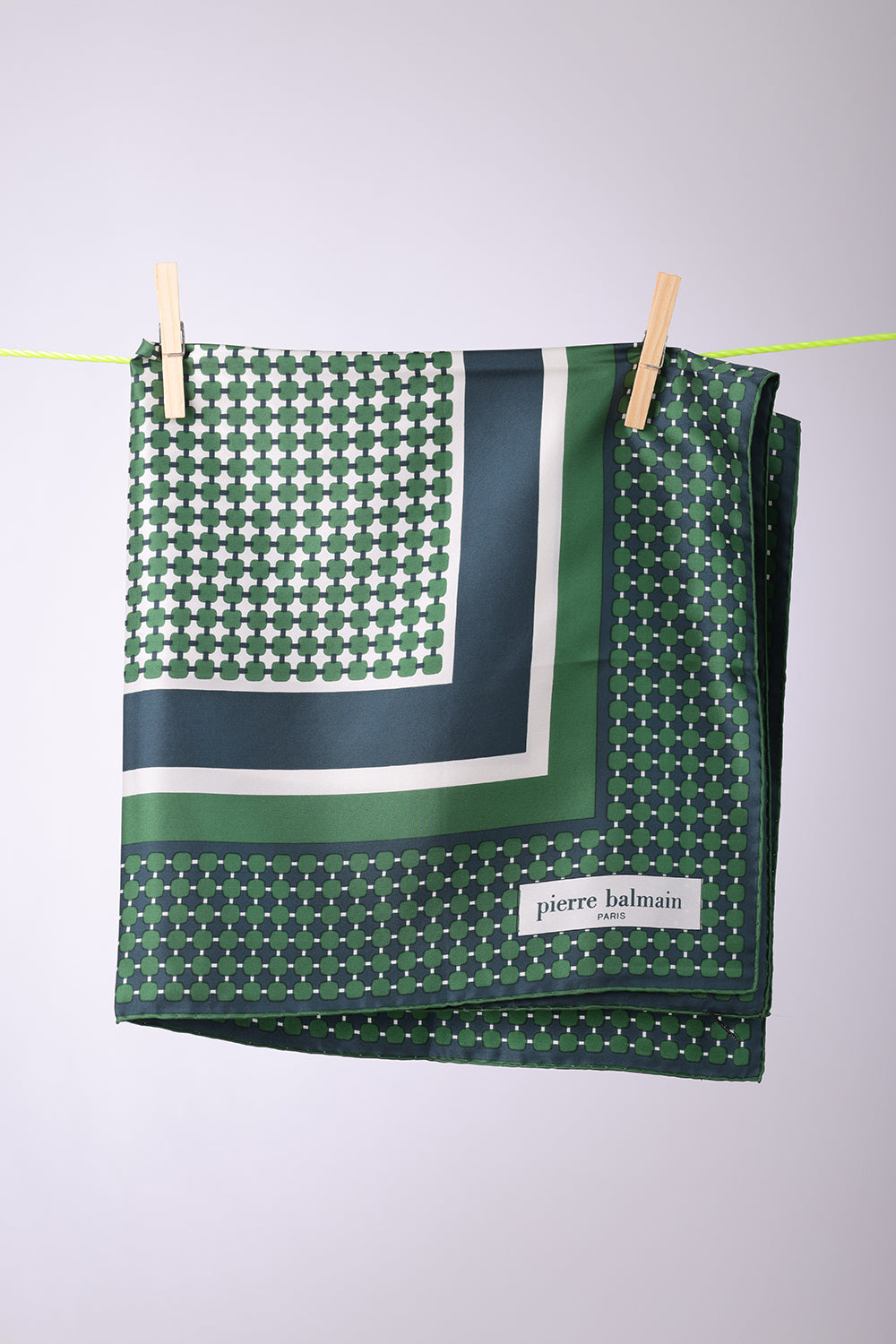 PIERRE BALMAIN - SCARF Green & forest green with white squares