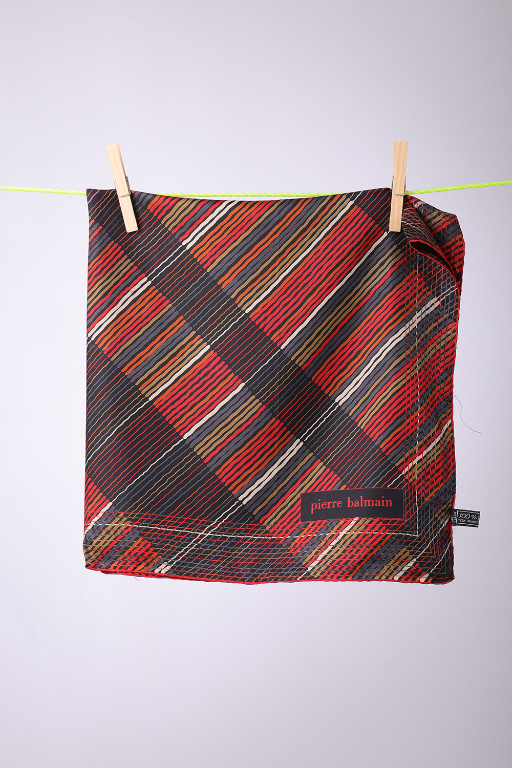 PIERRE BALMAIN - SCARF red, orange, grey & gold springs