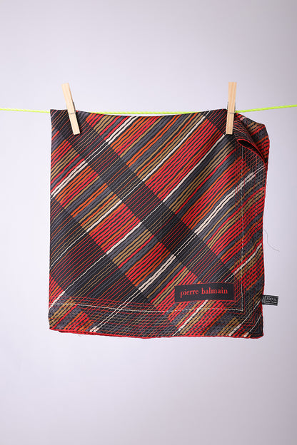PIERRE BALMAIN - SCARF red, orange, grey & gold springs