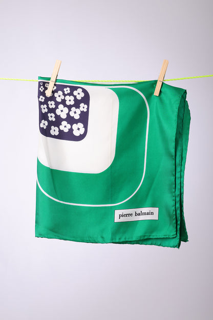 PIERRE BALMAIN - SCARF  Green, navy with white flowers